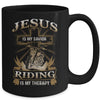 Jesus Is My Savior Riding Is My Therapy Funny Motorcycle Mug Coffee Mug | Teecentury.com