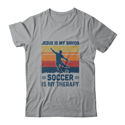 Jesus Is My Savior Soccer Is My Therapy Vintage Christian Gift T-Shirt & Hoodie | Teecentury.com