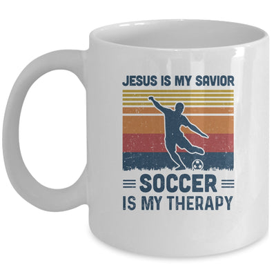 Jesus Is My Savior Soccer Is My Therapy Vintage Christian Gift Mug Coffee Mug | Teecentury.com