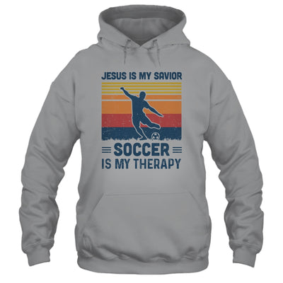 Jesus Is My Savior Soccer Is My Therapy Vintage Christian Gift T-Shirt & Hoodie | Teecentury.com