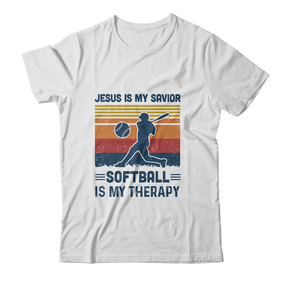 Jesus Is My Savior Softball Is My Therapy Vintage Christian Gift T-Shirt & Hoodie | Teecentury.com