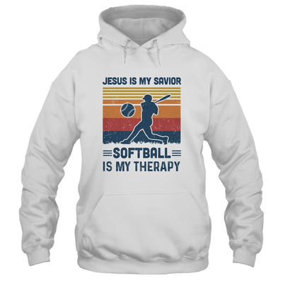 Jesus Is My Savior Softball Is My Therapy Vintage Christian Gift T-Shirt & Hoodie | Teecentury.com