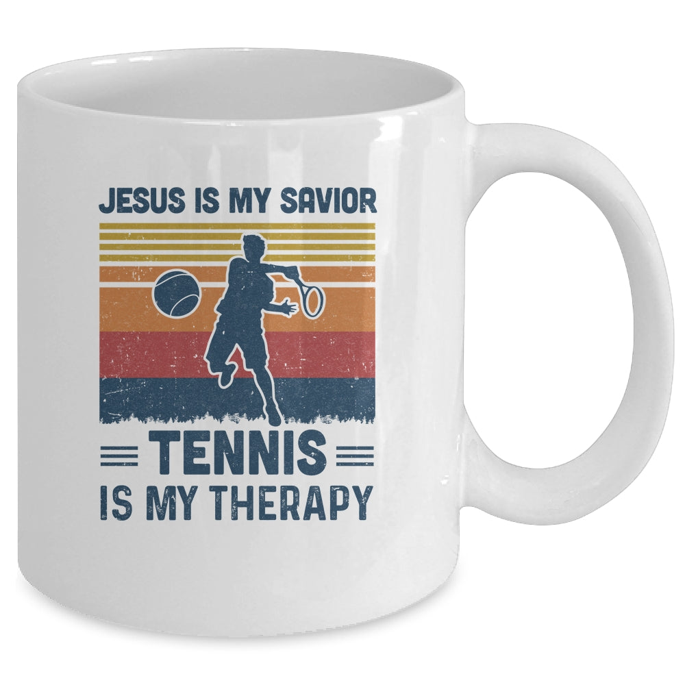 Jesus Is My Savior Tennis Is My Therapy Vintage Christian Gift Mug Coffee Mug | Teecentury.com