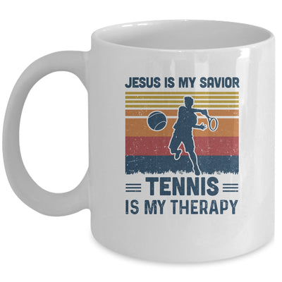 Jesus Is My Savior Tennis Is My Therapy Vintage Christian Gift Mug Coffee Mug | Teecentury.com