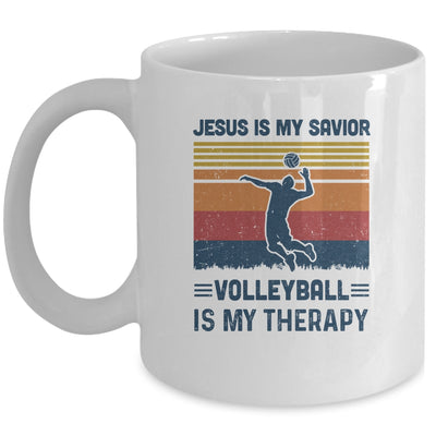 Jesus Is My Savior Volleyball Is My Therapy Vintage Christian Gift Mug Coffee Mug | Teecentury.com