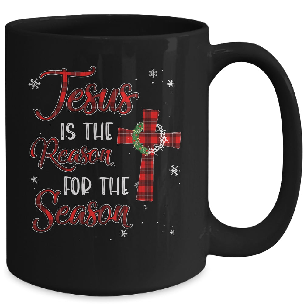 Jesus Is The Reason For The Season Christmas Plaid Christian Mug Coffee Mug | Teecentury.com