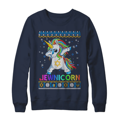 Jewnicorn Ugly Hanukkah Sweater Dabbing Unicorn Chanukah T-Shirt & Sweatshirt | Teecentury.com