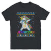 Jewnicorn Ugly Hanukkah Sweater Dabbing Unicorn Chanukah Youth Youth Shirt | Teecentury.com