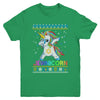 Jewnicorn Ugly Hanukkah Sweater Dabbing Unicorn Chanukah Youth Youth Shirt | Teecentury.com