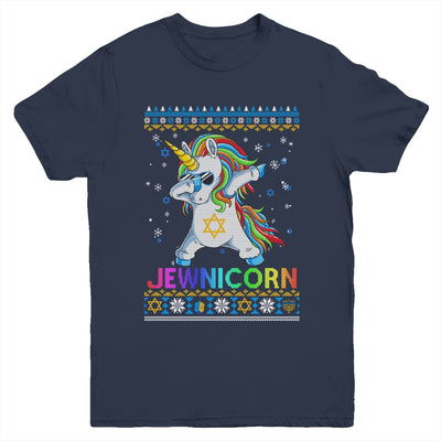 Jewnicorn Ugly Hanukkah Sweater Dabbing Unicorn Chanukah Youth Youth Shirt | Teecentury.com