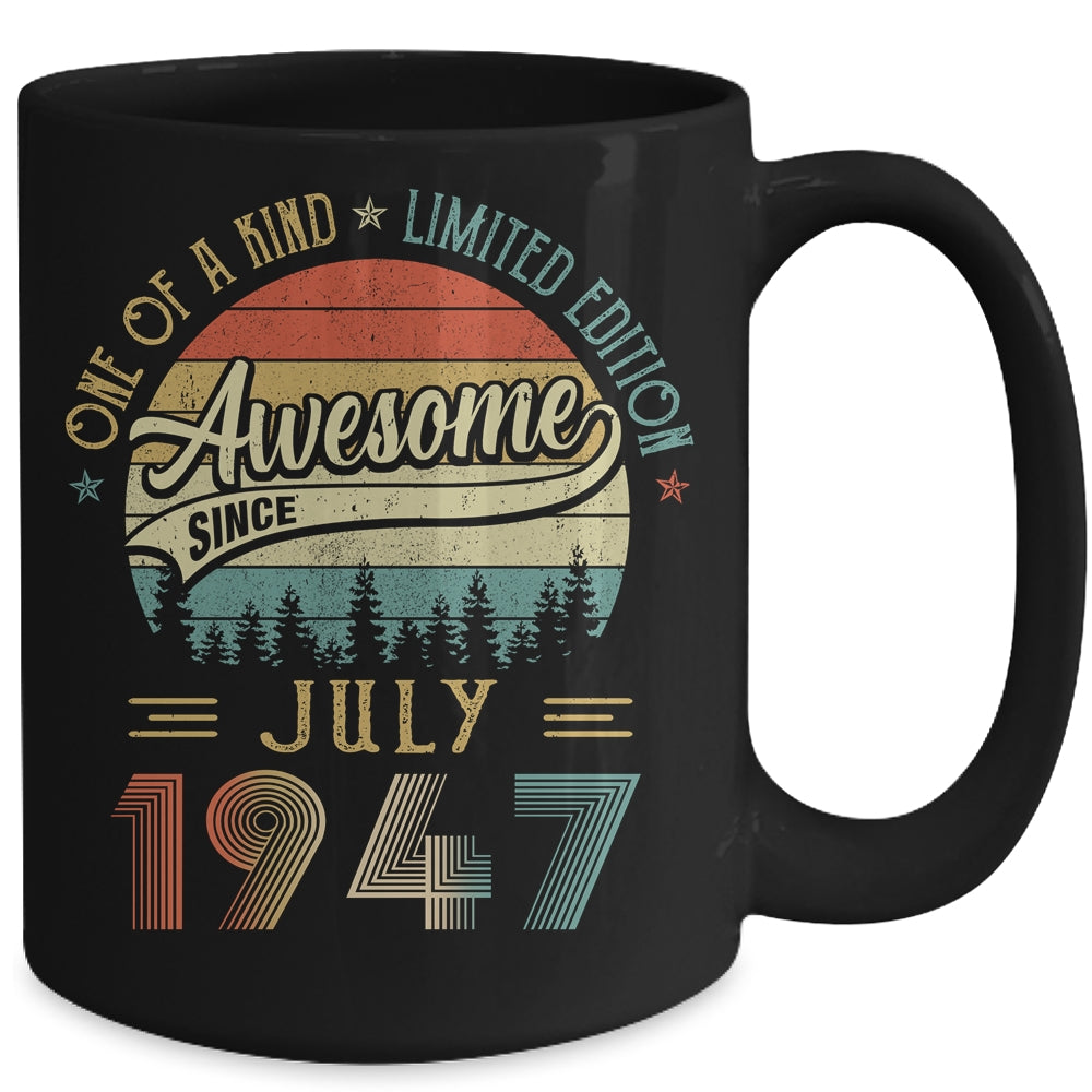 July 1947 Vintage 75 Years Old Retro 75th Birthday Mug Coffee Mug | Teecentury.com