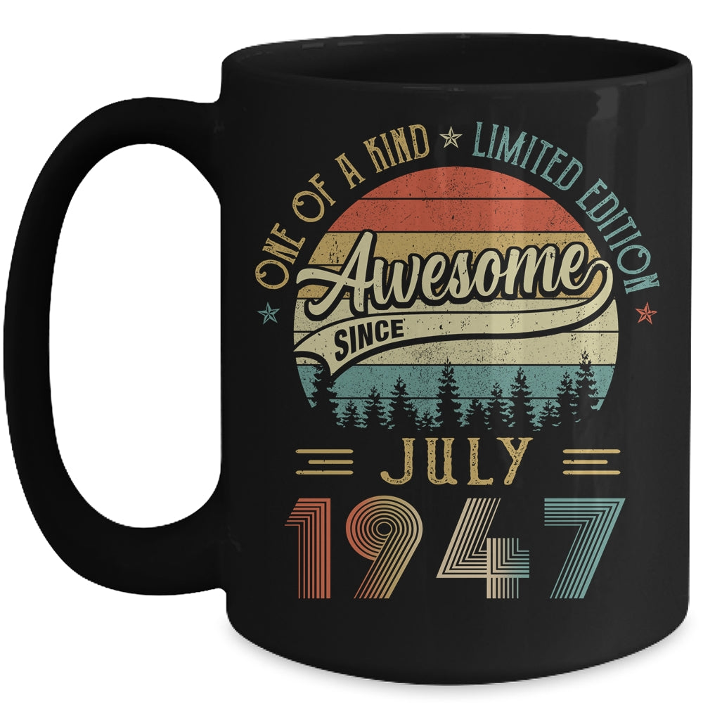 July 1947 Vintage 75 Years Old Retro 75th Birthday Mug Coffee Mug | Teecentury.com
