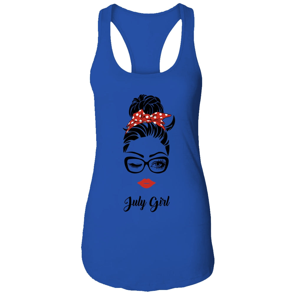 July Girl Woman Face Wink Eyes Lady Face Birthday Gift T-Shirt & Tank Top | Teecentury.com