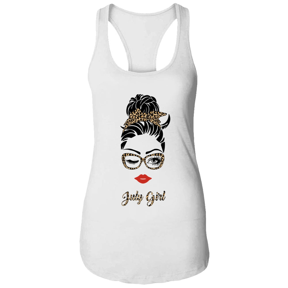 July Girl Woman Lips Eyes Lady Leopard Birthday Gift T-Shirt & Tank Top | Teecentury.com