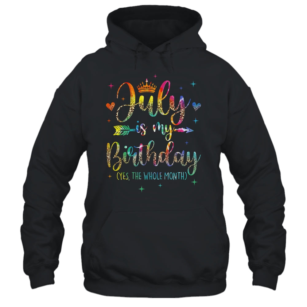 July Is My Birthday Yes The Whole Month Tie Dye Leopard Shirt & Tank Top | teecentury