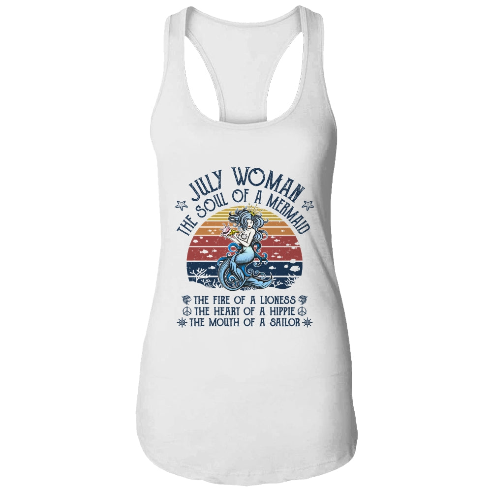 July Woman The Soul Of A Mermaid Vintage Birthday Gift T-Shirt & Tank Top | Teecentury.com