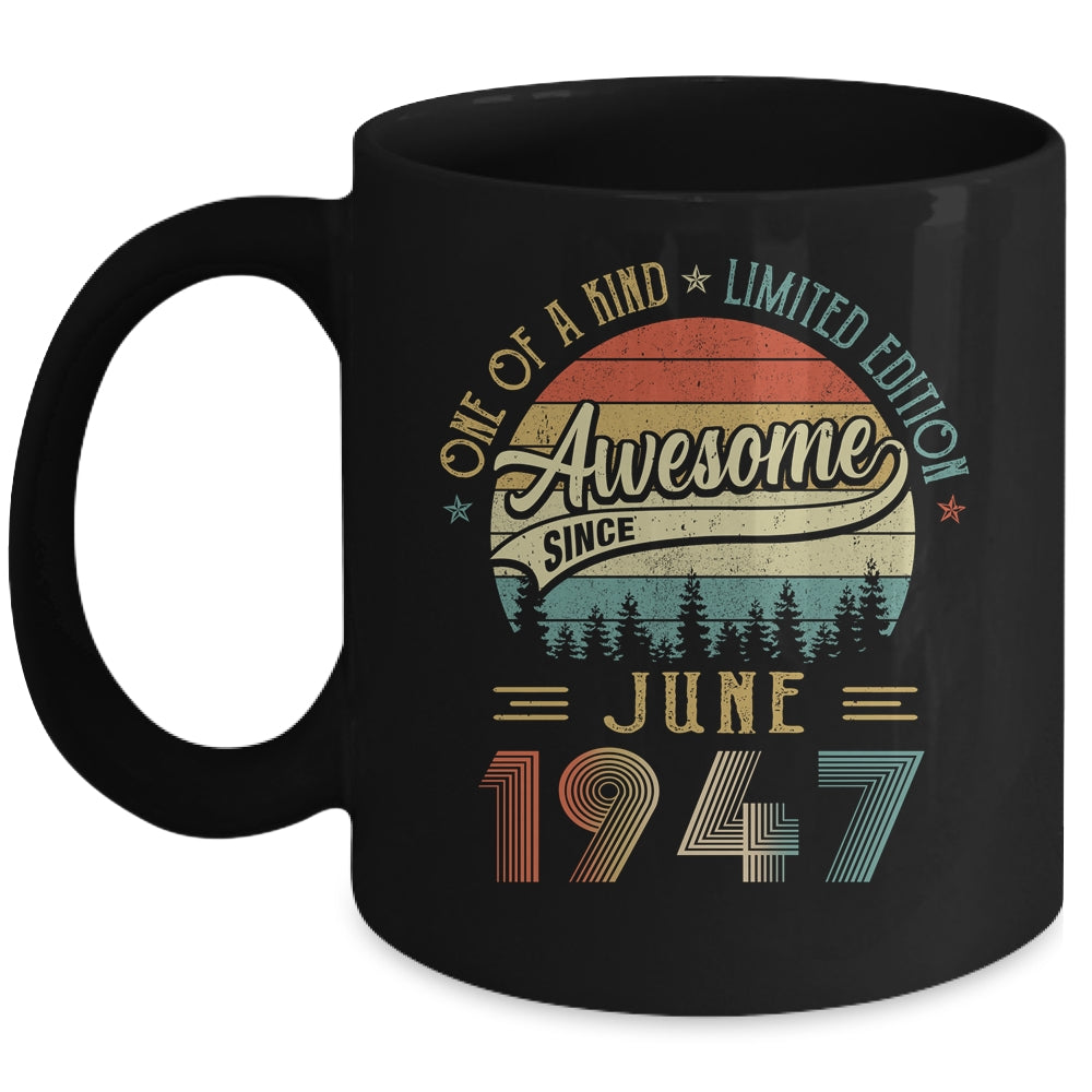 June 1947 Vintage 75 Years Old Retro 75th Birthday Mug Coffee Mug | Teecentury.com