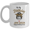 June Birthday Girl Queen Messy Bun Its My Birthday Leopard Mug Coffee Mug | Teecentury.com