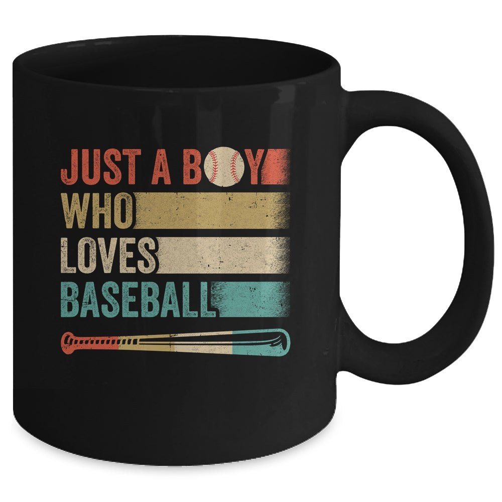 Just A Boy Who Loves Baseball Funny Retro Baseball Mug | teecentury