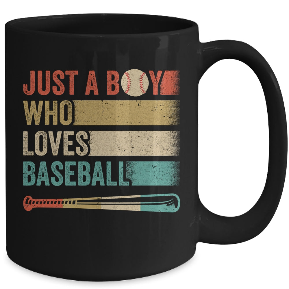 Just A Boy Who Loves Baseball Funny Retro Baseball Mug | teecentury