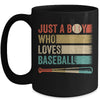 Just A Boy Who Loves Baseball Funny Retro Baseball Mug | teecentury