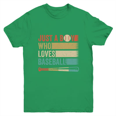 Just A Boy Who Loves Baseball Funny Retro Baseball Youth Shirt | teecentury