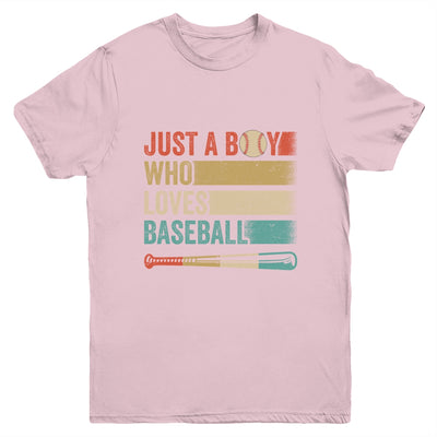 Just A Boy Who Loves Baseball Funny Retro Baseball Youth Shirt | teecentury