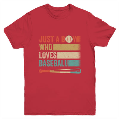 Just A Boy Who Loves Baseball Funny Retro Baseball Youth Shirt | teecentury