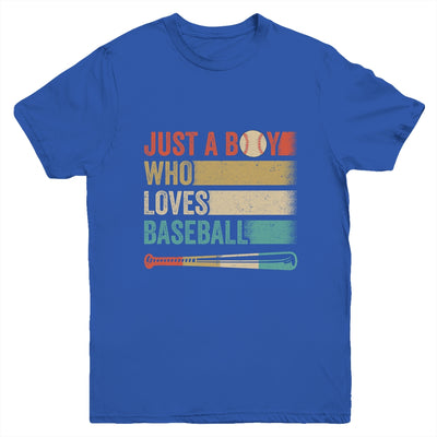 Just A Boy Who Loves Baseball Funny Retro Baseball Youth Shirt | teecentury