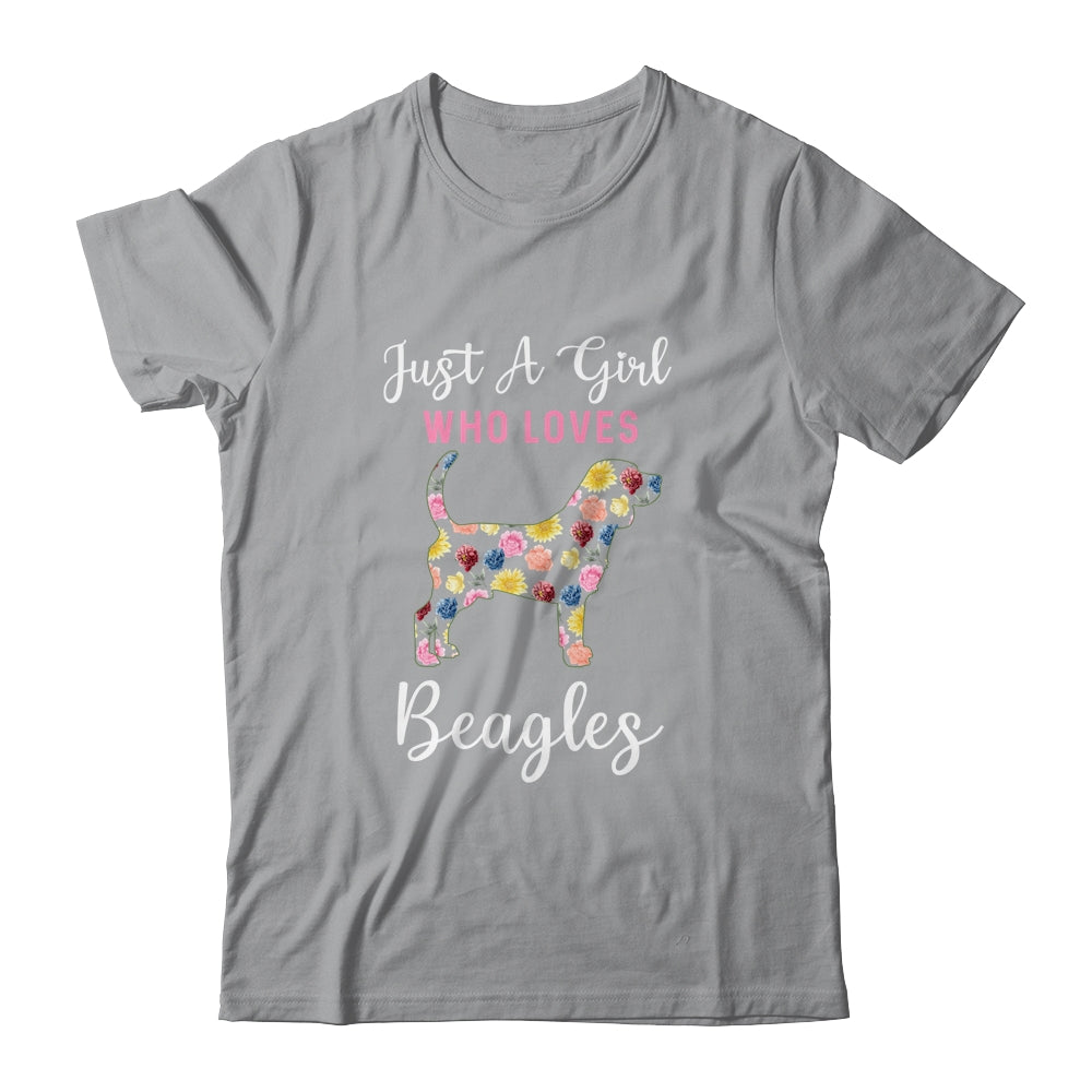Just A Girl Who Loves Beagle Botanical Flower T-Shirt & Tank Top | Teecentury.com