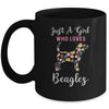 Just A Girl Who Loves Beagle Botanical Flower Mug Coffee Mug | Teecentury.com