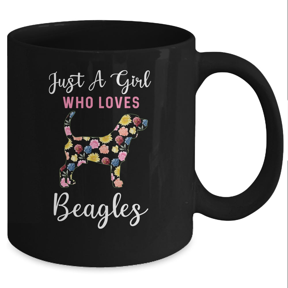 Just A Girl Who Loves Beagle Botanical Flower Mug Coffee Mug | Teecentury.com