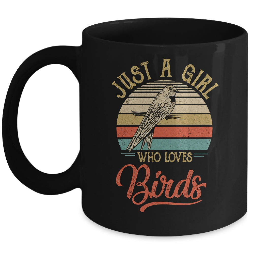Just A Girl Who Loves Birds Cute Vintage Birds Girl Mug Coffee Mug | Teecentury.com