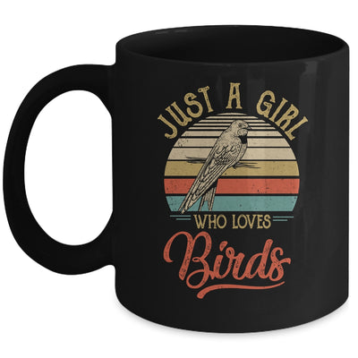 Just A Girl Who Loves Birds Cute Vintage Birds Girl Mug Coffee Mug | Teecentury.com