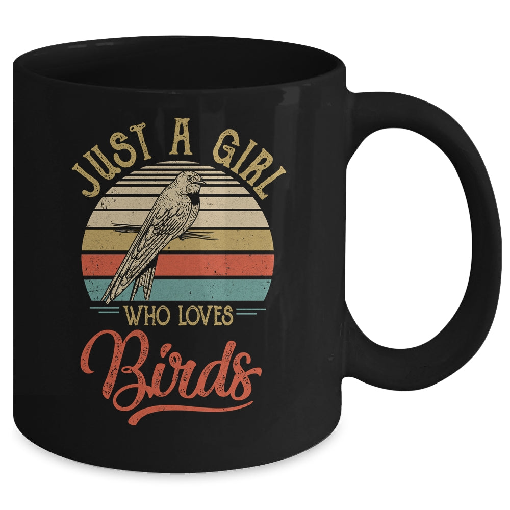 Just A Girl Who Loves Birds Cute Vintage Birds Girl Mug Coffee Mug | Teecentury.com