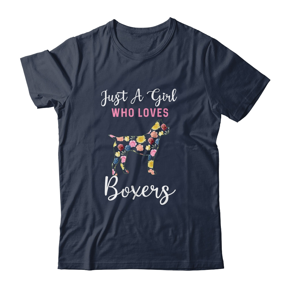 Just A Girl Who Loves Boxer Botanical Flower T-Shirt & Tank Top | Teecentury.com