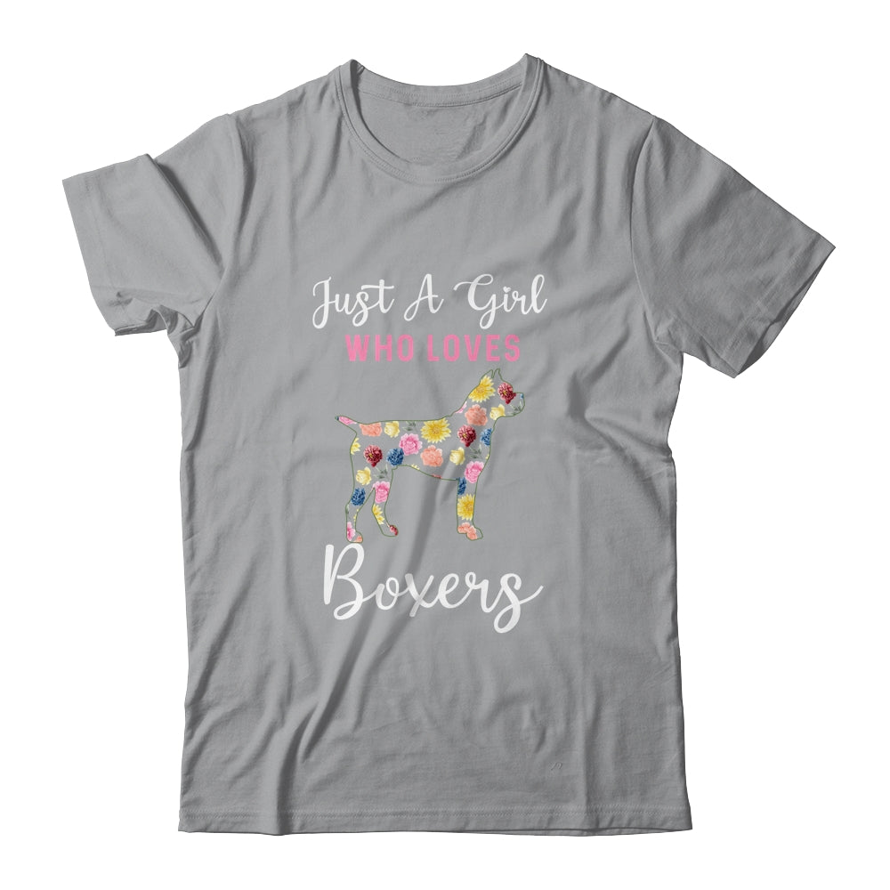 Just A Girl Who Loves Boxer Botanical Flower T-Shirt & Tank Top | Teecentury.com