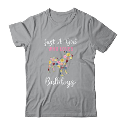 Just A Girl Who Loves Bulldog Botanical Flower T-Shirt & Tank Top | Teecentury.com