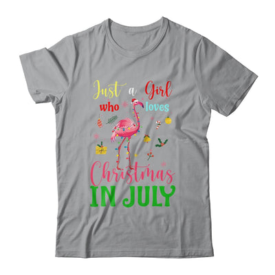 Just A Girl Who Loves Christmas In July Flamingo T-Shirt & Tank Top | Teecentury.com