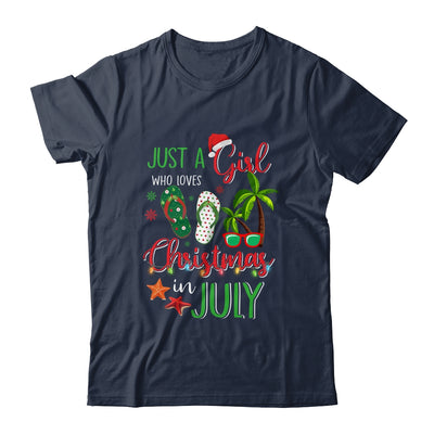 Just A Girl Who Loves Christmas In July Funny Summer T-Shirt & Tank Top | Teecentury.com