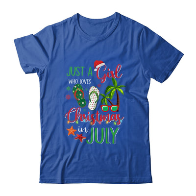 Just A Girl Who Loves Christmas In July Funny Summer T-Shirt & Tank Top | Teecentury.com