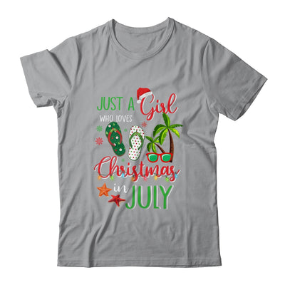 Just A Girl Who Loves Christmas In July Funny Summer T-Shirt & Tank Top | Teecentury.com