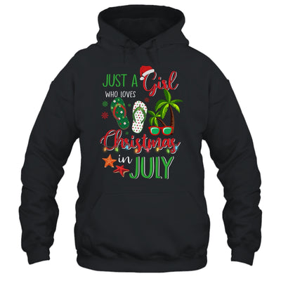Just A Girl Who Loves Christmas In July Funny Summer T-Shirt & Tank Top | Teecentury.com