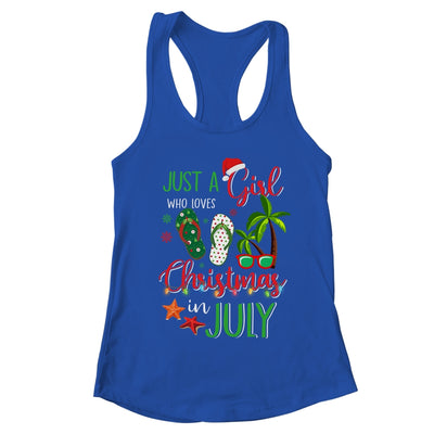 Just A Girl Who Loves Christmas In July Funny Summer T-Shirt & Tank Top | Teecentury.com