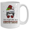 Just A Girl Who Loves Christmas Santa Hat Messy Bun Leopard Mug Coffee Mug | Teecentury.com