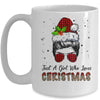 Just A Girl Who Loves Christmas Santa Hat Messy Bun Leopard Mug Coffee Mug | Teecentury.com