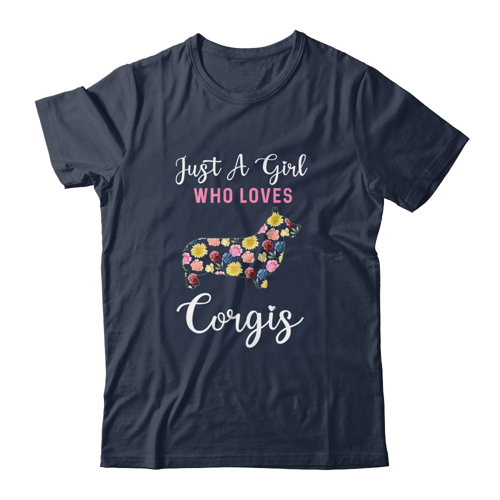Just A Girl Who Loves Corgi Botanical Flower T-Shirt & Tank Top | Teecentury.com