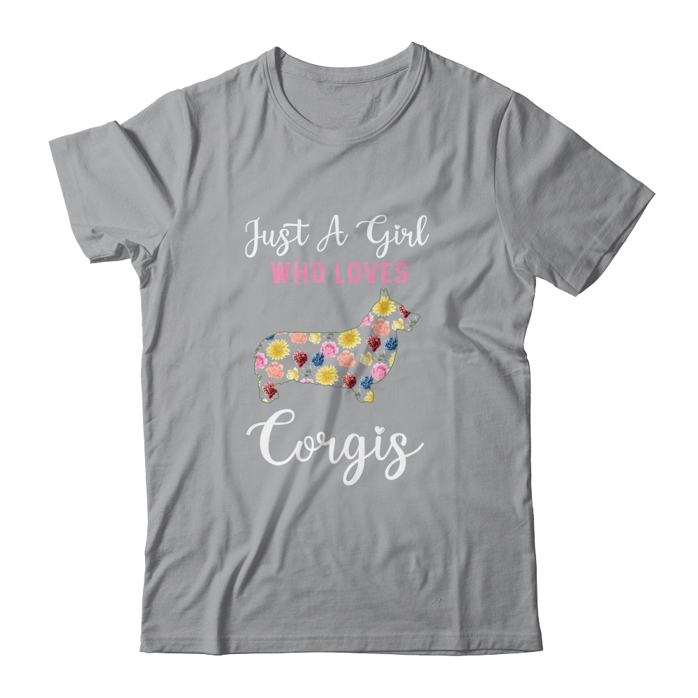 Just A Girl Who Loves Corgi Botanical Flower T-Shirt & Tank Top | Teecentury.com
