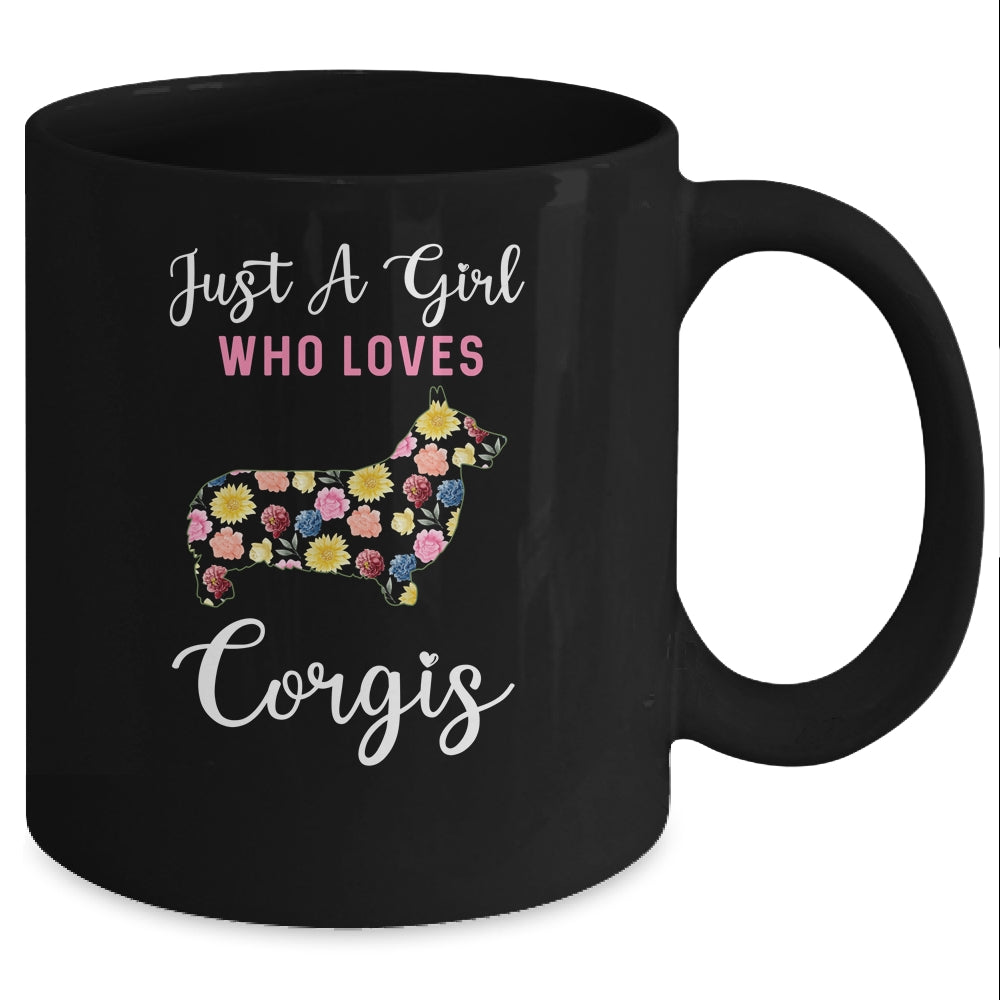 Just A Girl Who Loves Corgi Botanical Flower Mug Coffee Mug | Teecentury.com