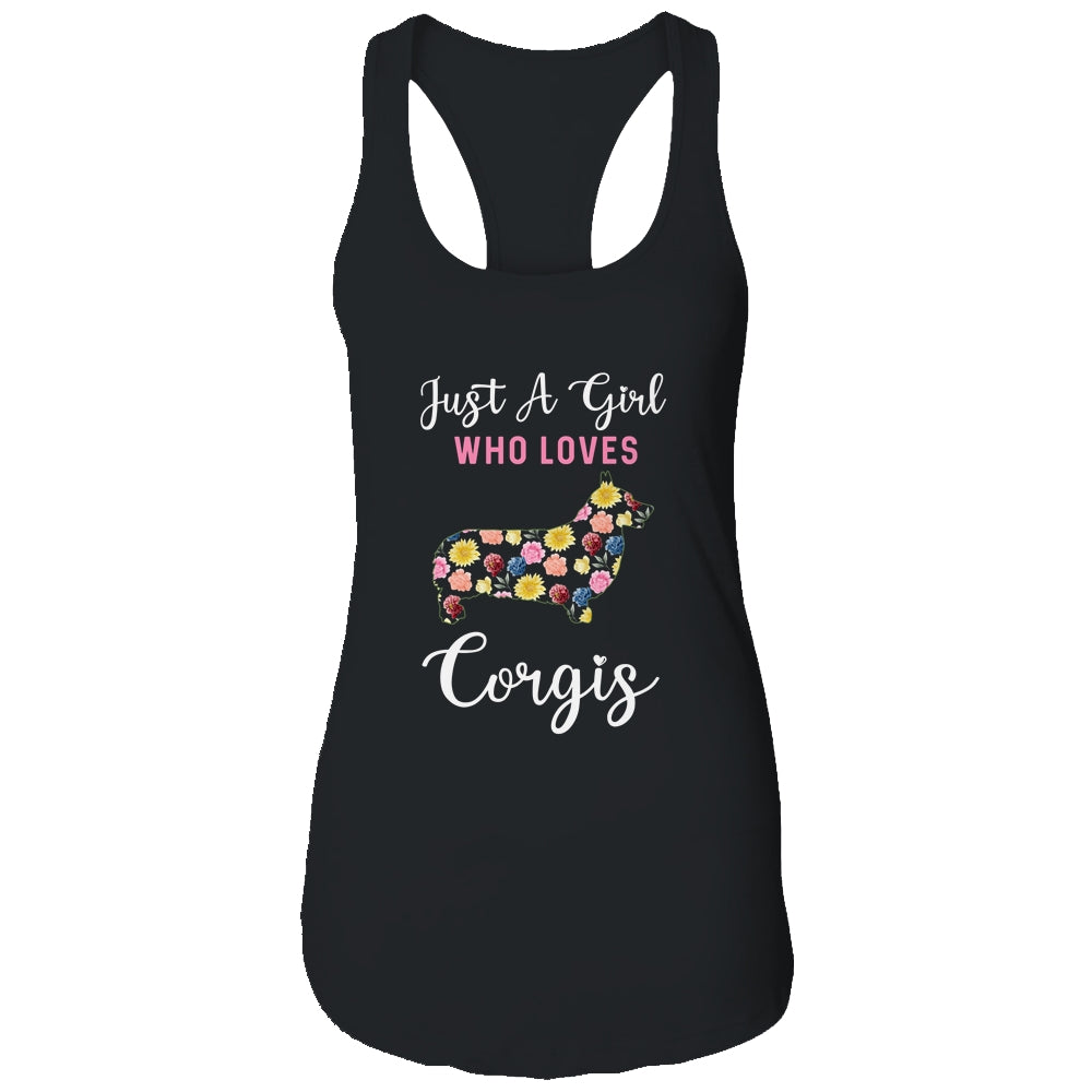 Just A Girl Who Loves Corgi Botanical Flower T-Shirt & Tank Top | Teecentury.com